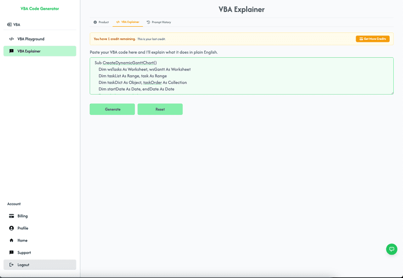 VBA Explainer Input Interface